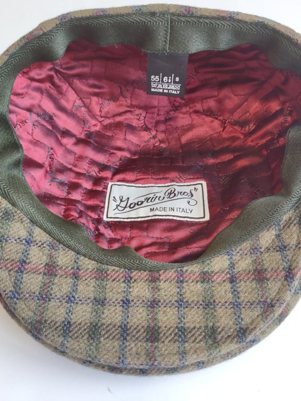 Goorin Bros Italy Glen Plaid Wool Newsboy Cap Alfonso D'Este Size 55  US 6 7/8 - Picture 8 of 14